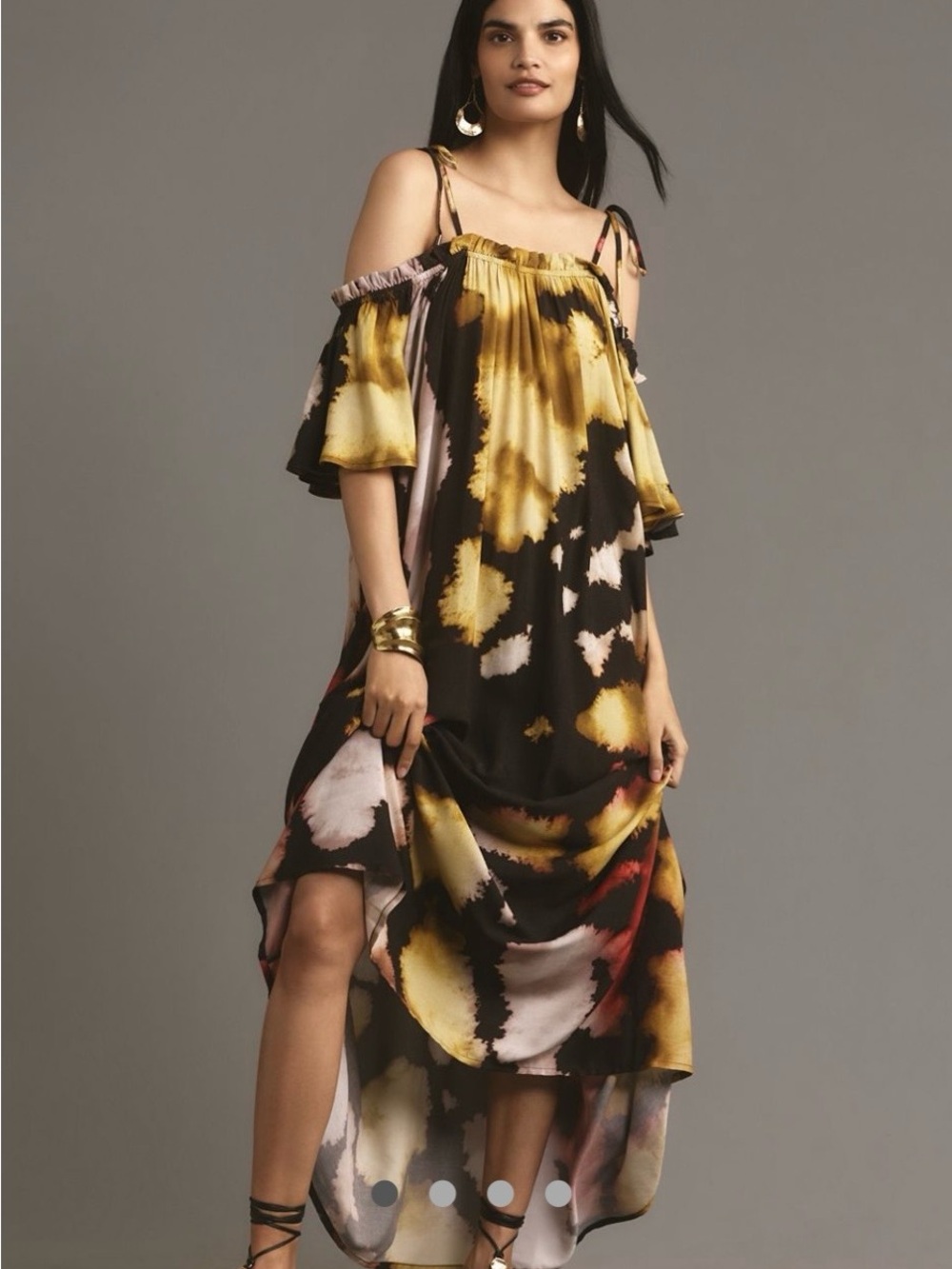 Anthropologie Conditions Apply Bright Yard Tie Strap Maxi Kaftan One Size NWT